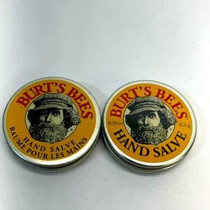 Burt's Bees Hand Salve Tin with Yellow and Black Design‎ LOT OF 2 NEW .30oz